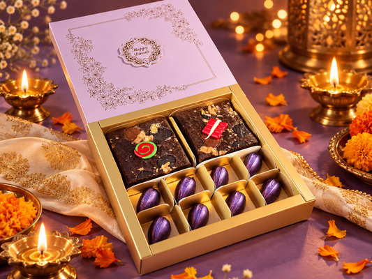 Brownie and Chocolate Diwali Hamper with brownies and assorted chocolates