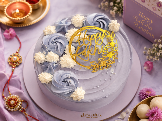 Happy Rakhi Lavender Cake (500gm) With Topper