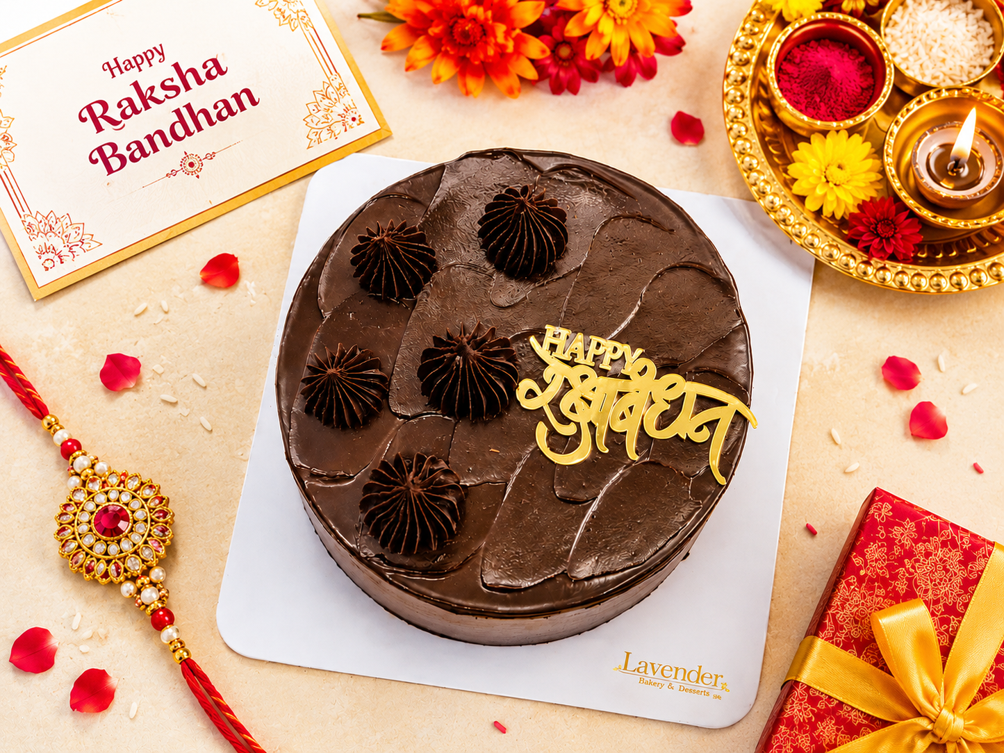 Rakhi Dutch Truffle Cake (500gm) With Topper