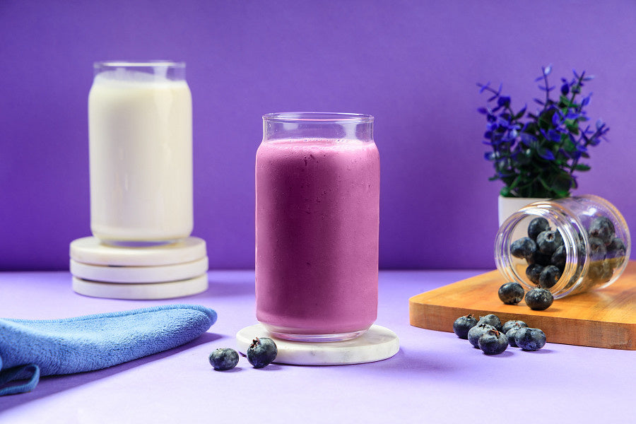 Creamy Blueberry Milkshake served chilled in a glass