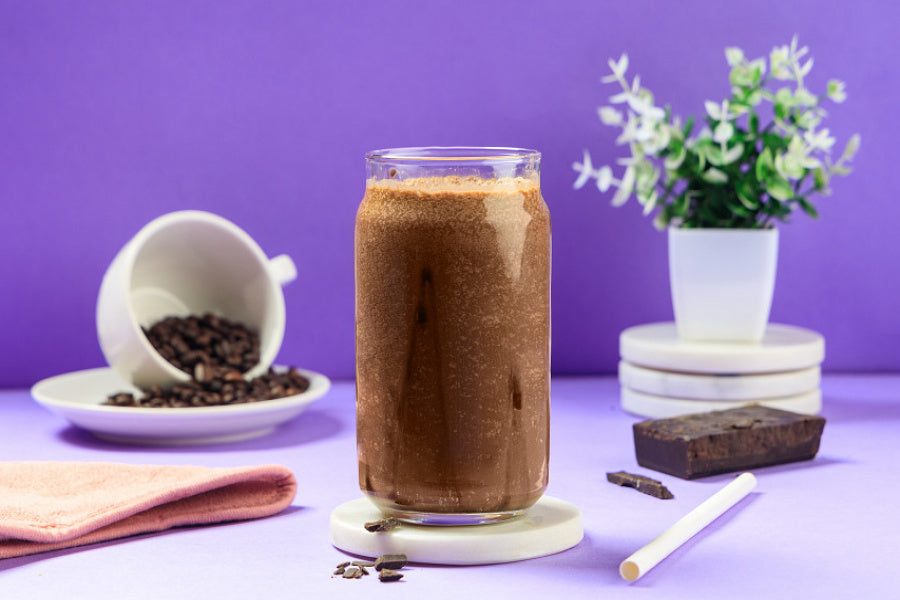 hocolate-rich cold coffee served chilled in a tall glass