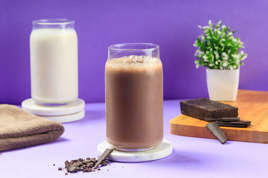 Creamy Belgian Chocolate Shake served chilled in a glass