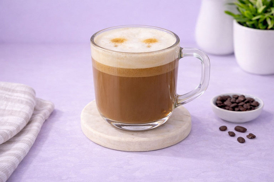 Hot Cappuccino made with espresso, steamed milk and milk foam