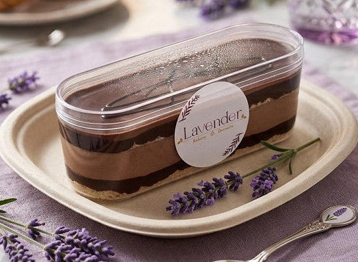 Chocolate Cream Pie with smooth chocolate custard and creamy layers, served in a rectangular dessert container.