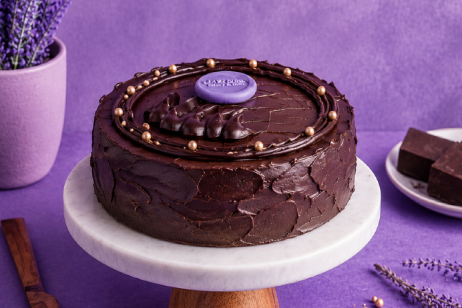 Belgian Dark Chocolate Cake with moist chocolate sponge, rich dark chocolate frosting, and elegant chocolate decoration.